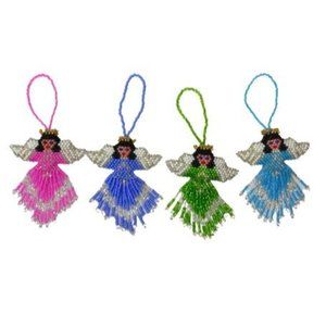 ANGEL SEED BEAD ORNAMENT Hand beaded in Guatemala 1 Random Angel